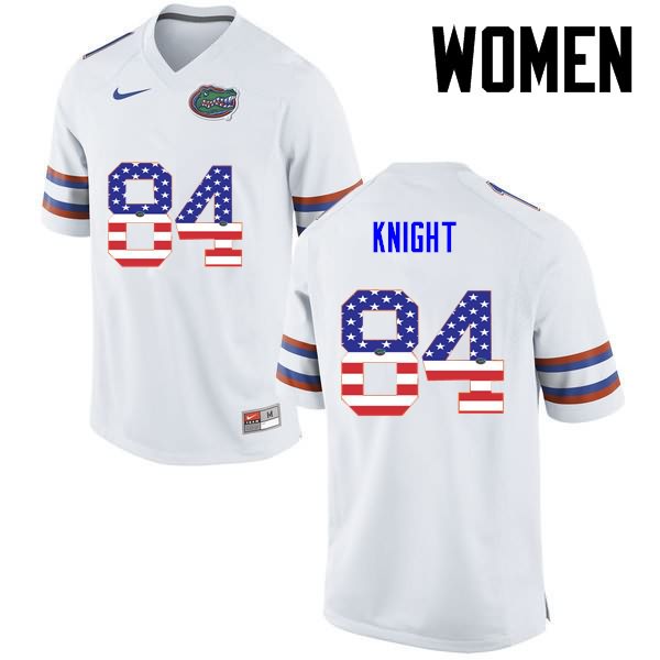 NCAA Florida Gators Camrin Knight Women's #84 USA Flag Fashion Nike White Stitched Authentic College Football Jersey GGC2264VW